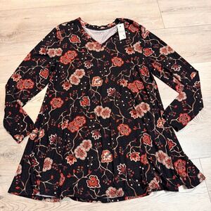 NWT Lane Bryant Floral Print Long Sleeve V-Neck‎ Tunic Top Plus Size 14/16
